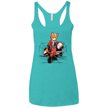 T-Shirts Tahiti Blue / X-Small Rebel Fox Women's Triblend Racerback Tank