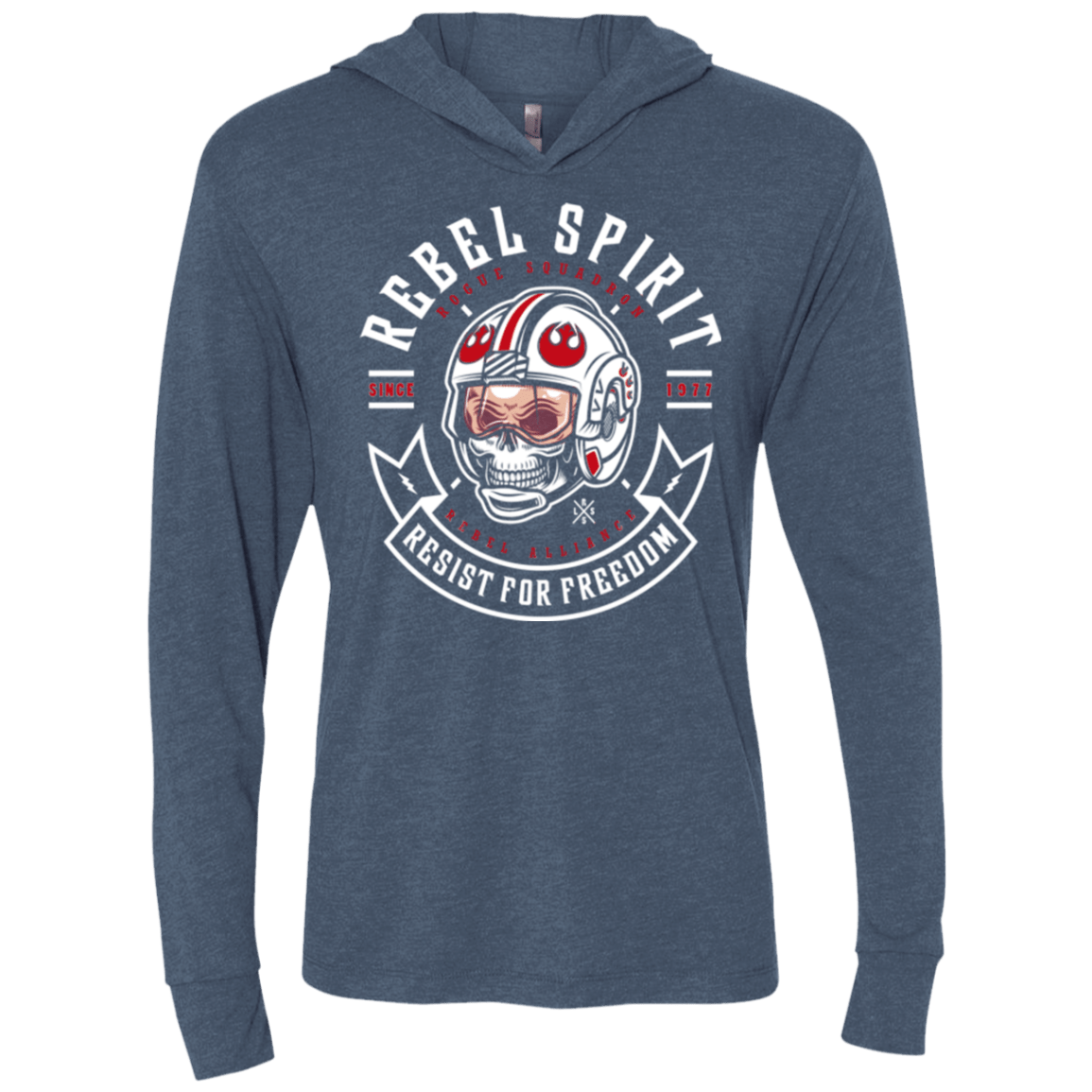 T-Shirts Indigo / X-Small Rebel Since 1977 Triblend Long Sleeve Hoodie Tee