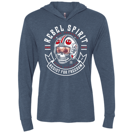 T-Shirts Indigo / X-Small Rebel Since 1977 Triblend Long Sleeve Hoodie Tee