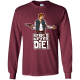 T-Shirts Maroon / YS Rebels Never Die Youth Long Sleeve T-Shirt