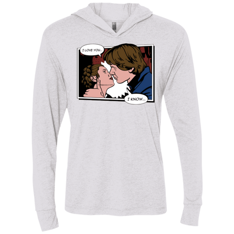 T-Shirts Heather White / X-Small Rebelstein Kiss Triblend Long Sleeve Hoodie Tee