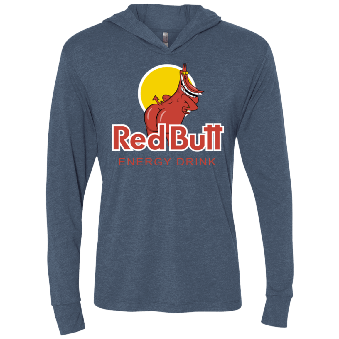 T-Shirts Indigo / X-Small Red butt Triblend Long Sleeve Hoodie Tee