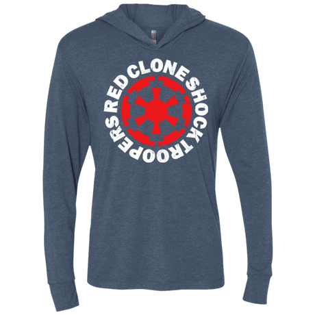 T-Shirts Indigo / X-Small Red Clone Triblend Long Sleeve Hoodie Tee