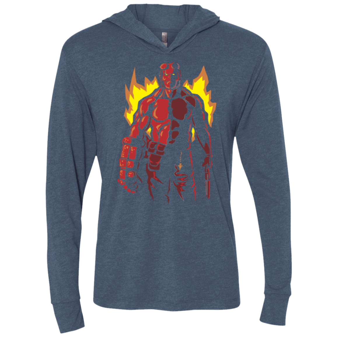 T-Shirts Indigo / X-Small Red Hero Triblend Long Sleeve Hoodie Tee