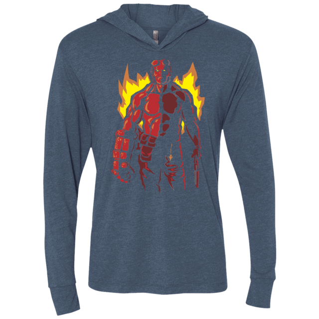 T-Shirts Indigo / X-Small Red Hero Triblend Long Sleeve Hoodie Tee