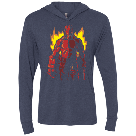 T-Shirts Vintage Navy / X-Small Red Hero Triblend Long Sleeve Hoodie Tee