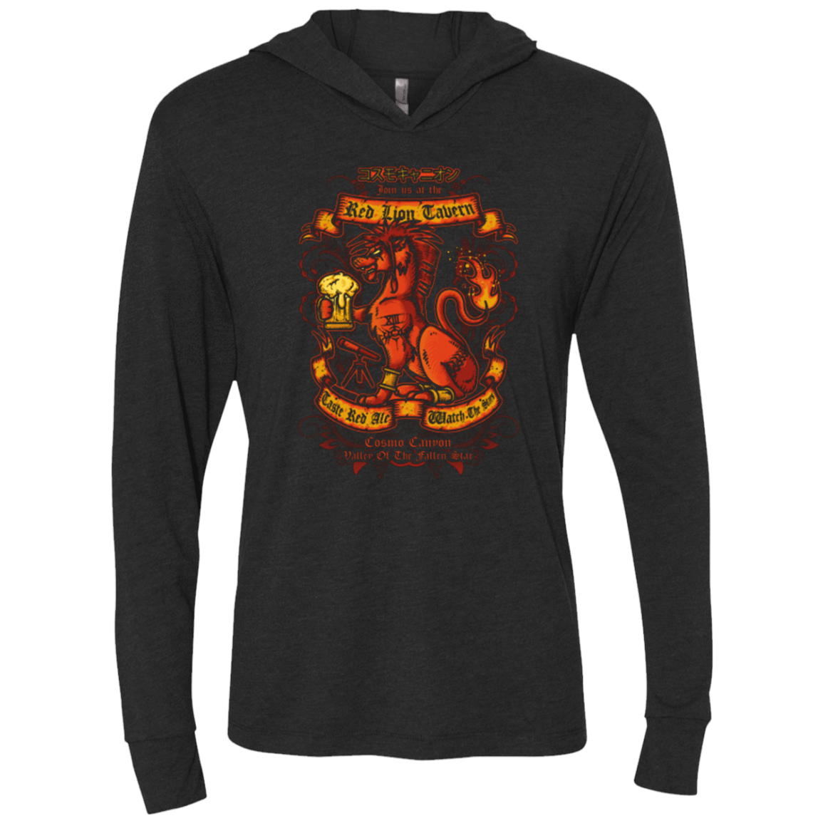 T-Shirts Vintage Black / X-Small RED LION TAVERN Triblend Long Sleeve Hoodie Tee
