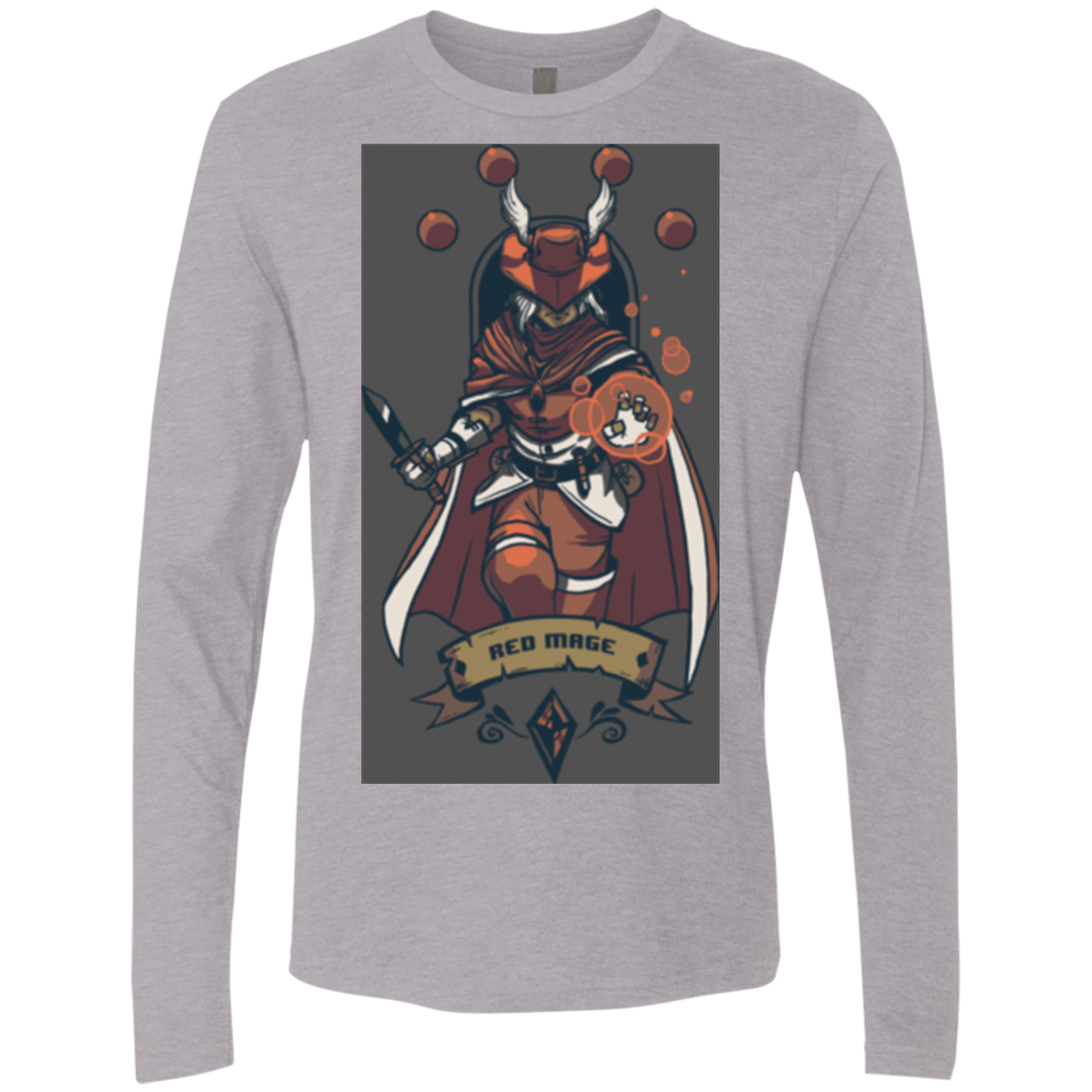 T-Shirts Heather Grey / Small Red Mage Men's Premium Long Sleeve