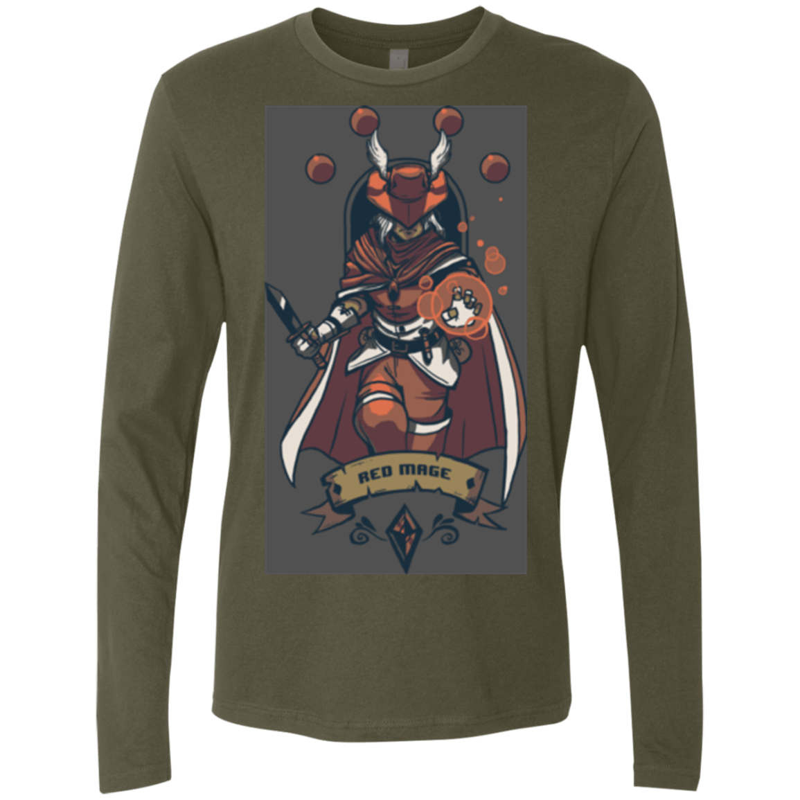 T-Shirts Military Green / Small Red Mage Men's Premium Long Sleeve