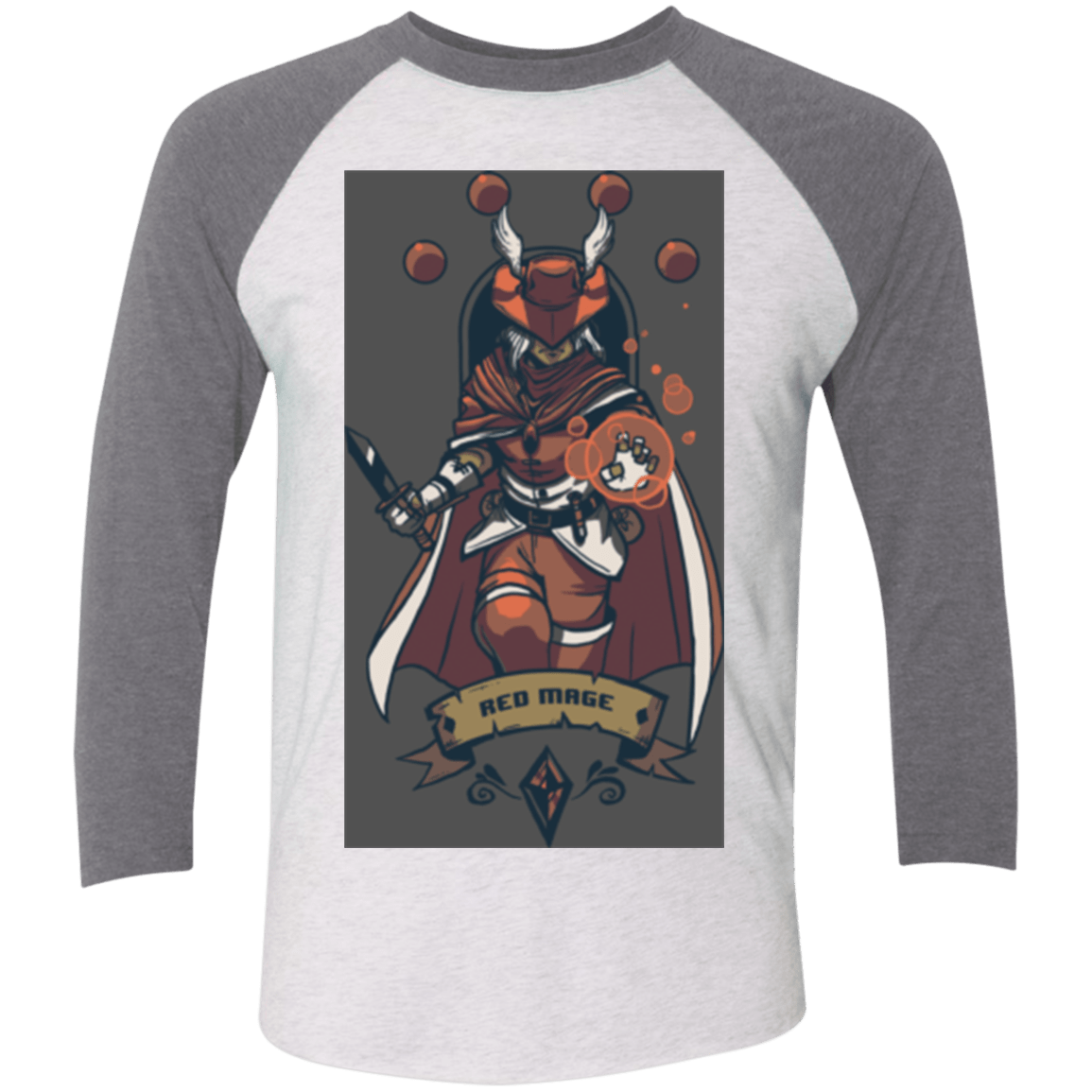 T-Shirts Heather White/Premium Heather / X-Small Red Mage Men's Triblend 3/4 Sleeve