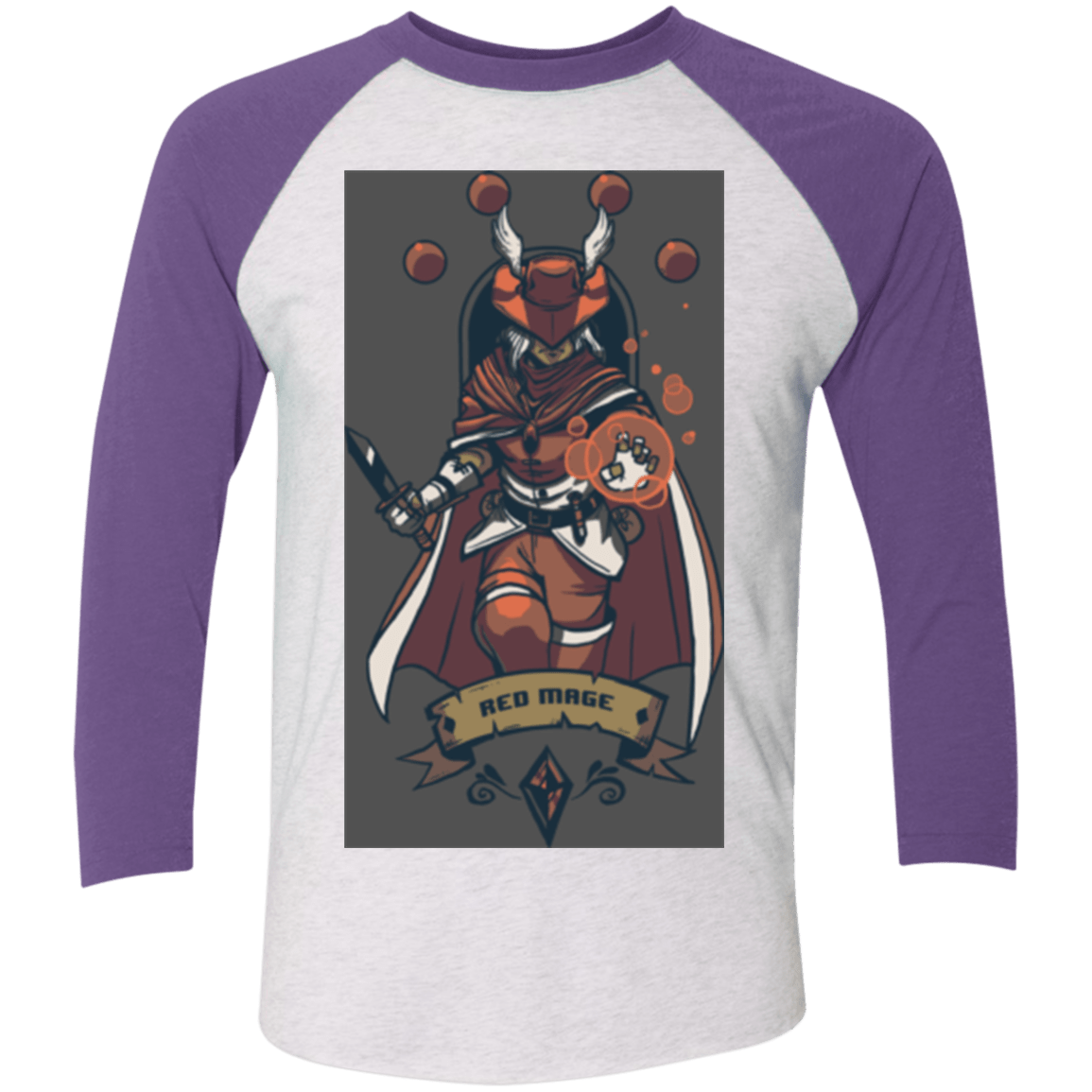 T-Shirts Heather White/Purple Rush / X-Small Red Mage Men's Triblend 3/4 Sleeve
