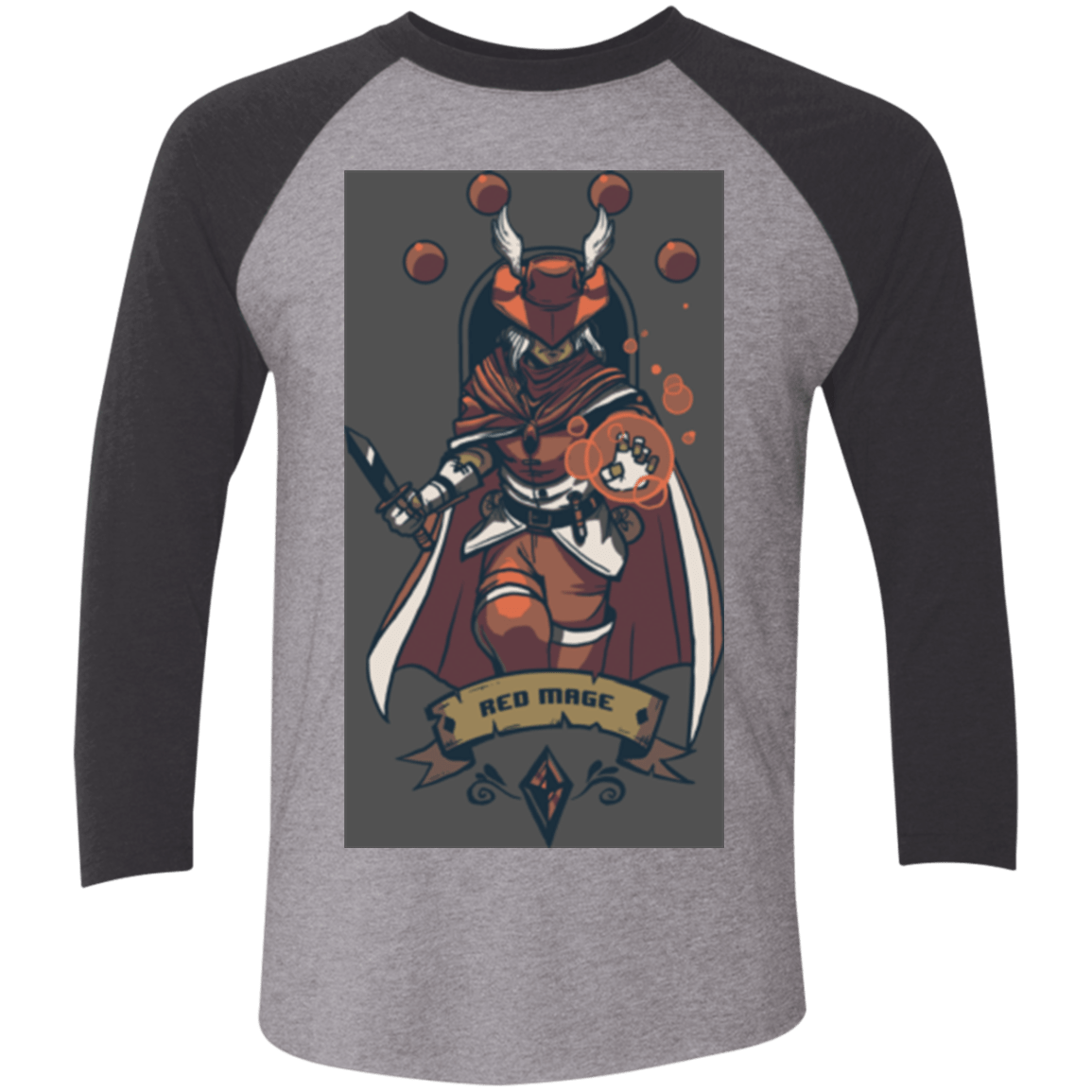 T-Shirts Premium Heather/ Vintage Black / X-Small Red Mage Men's Triblend 3/4 Sleeve