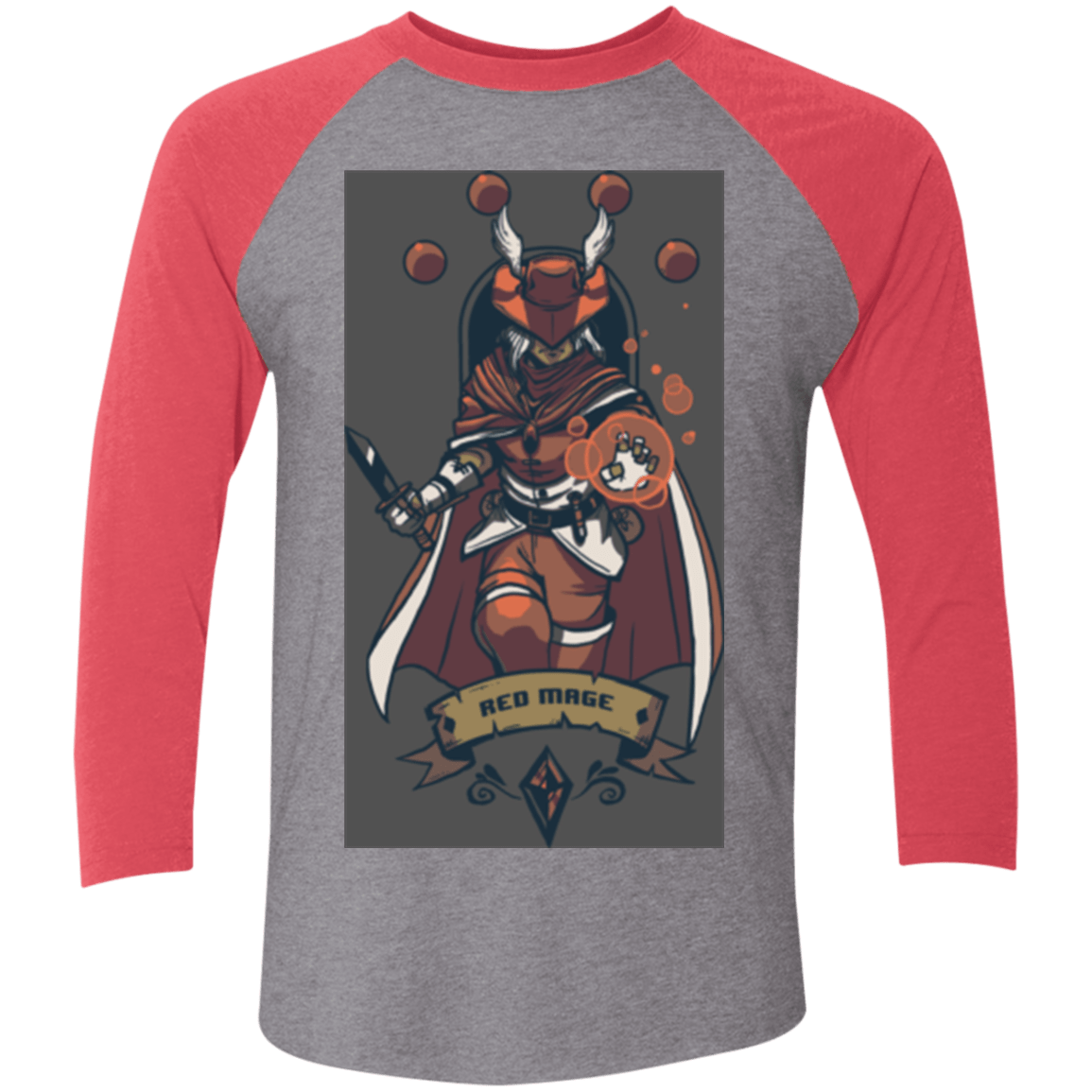 T-Shirts Premium Heather/ Vintage Red / X-Small Red Mage Men's Triblend 3/4 Sleeve