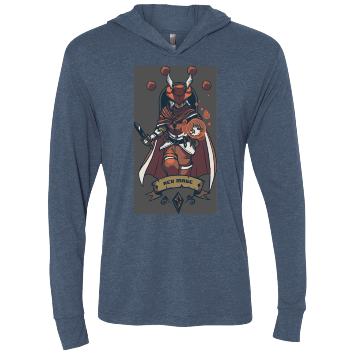 T-Shirts Indigo / X-Small Red Mage Triblend Long Sleeve Hoodie Tee