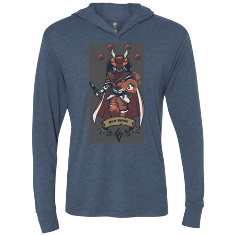 T-Shirts Indigo / X-Small Red Mage Triblend Long Sleeve Hoodie Tee