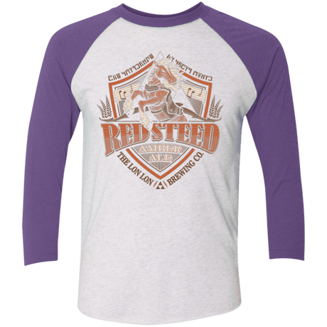 T-Shirts Heather White/Purple Rush / X-Small Red Steed Amber Ale Men's Triblend 3/4 Sleeve