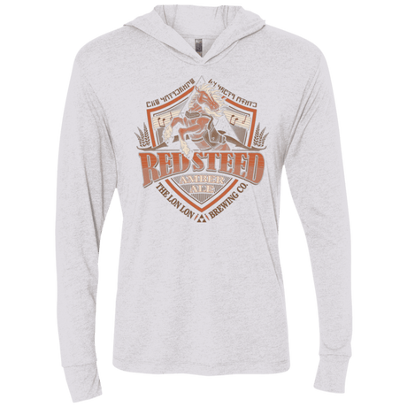 T-Shirts Heather White / X-Small Red Steed Amber Ale Triblend Long Sleeve Hoodie Tee