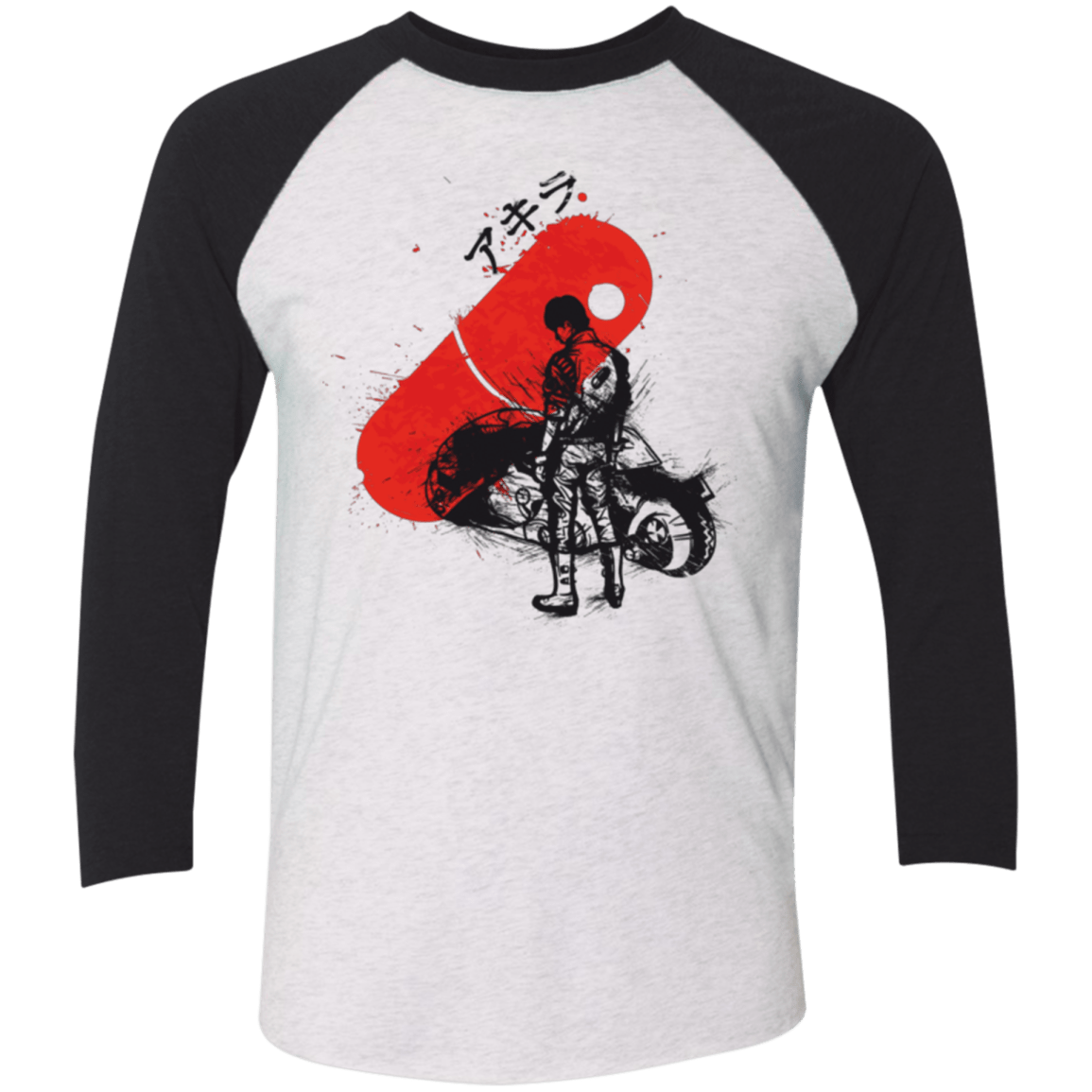 T-Shirts Heather White/Vintage Black / X-Small RED SUN AKIRA Men's Triblend 3/4 Sleeve