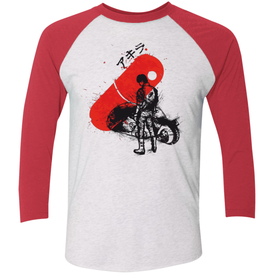 T-Shirts Heather White/Vintage Red / X-Small RED SUN AKIRA Men's Triblend 3/4 Sleeve