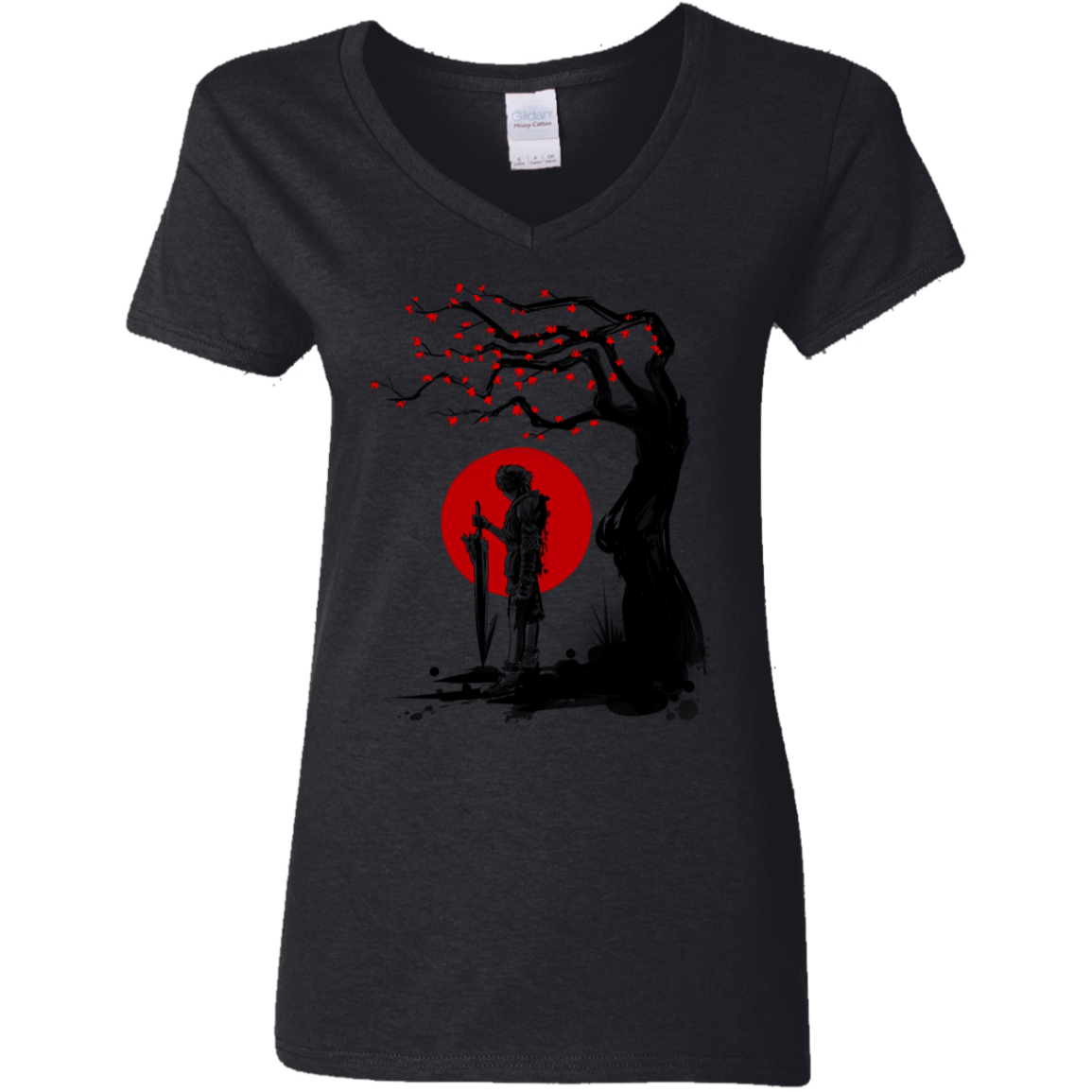 T-Shirts Black / S Red Sun in Zanarkand Women's V-Neck T-Shirt