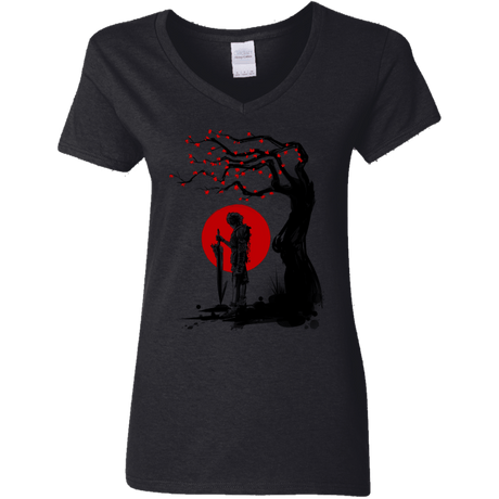 T-Shirts Black / S Red Sun in Zanarkand Women's V-Neck T-Shirt