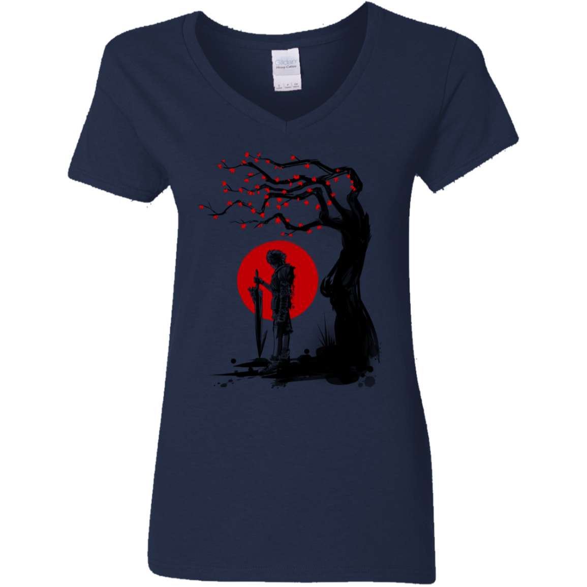 T-Shirts Navy / S Red Sun in Zanarkand Women's V-Neck T-Shirt