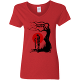 T-Shirts Red / S Red Sun in Zanarkand Women's V-Neck T-Shirt