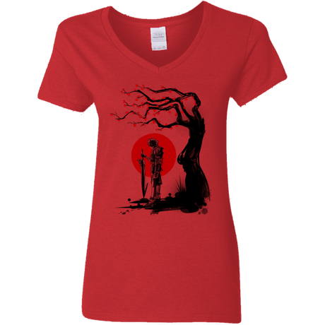 T-Shirts Red / S Red Sun in Zanarkand Women's V-Neck T-Shirt