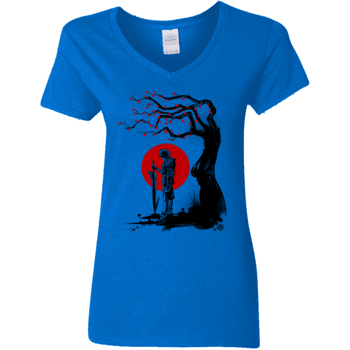 T-Shirts Royal / S Red Sun in Zanarkand Women's V-Neck T-Shirt