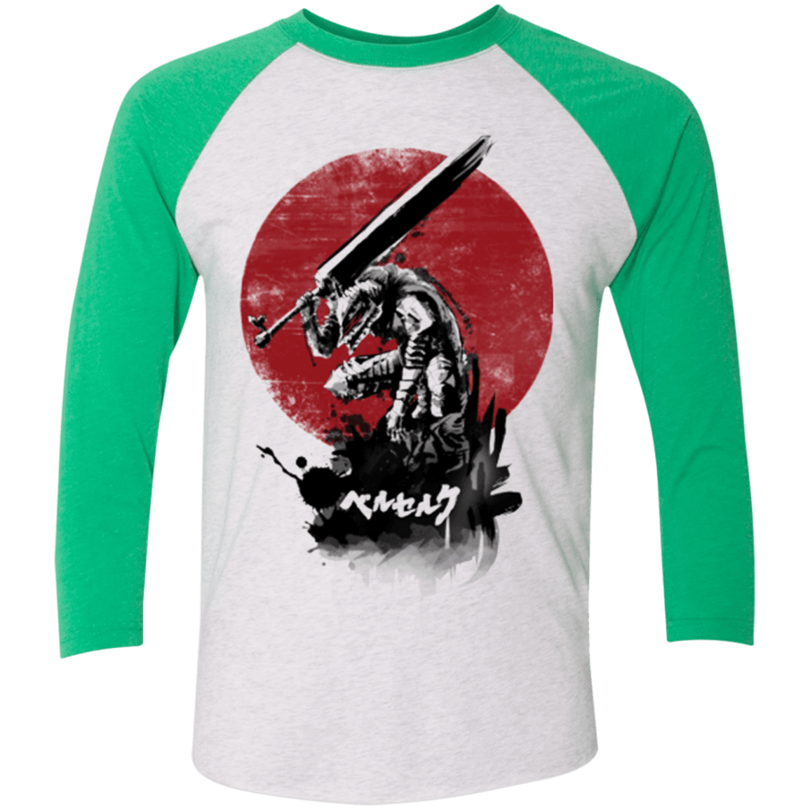 T-Shirts Heather White/Envy / X-Small Red Sun Swordsman Men's Triblend 3/4 Sleeve