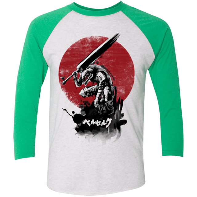 T-Shirts Heather White/Envy / X-Small Red Sun Swordsman Men's Triblend 3/4 Sleeve