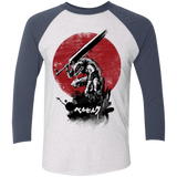 T-Shirts Heather White/Indigo / X-Small Red Sun Swordsman Men's Triblend 3/4 Sleeve