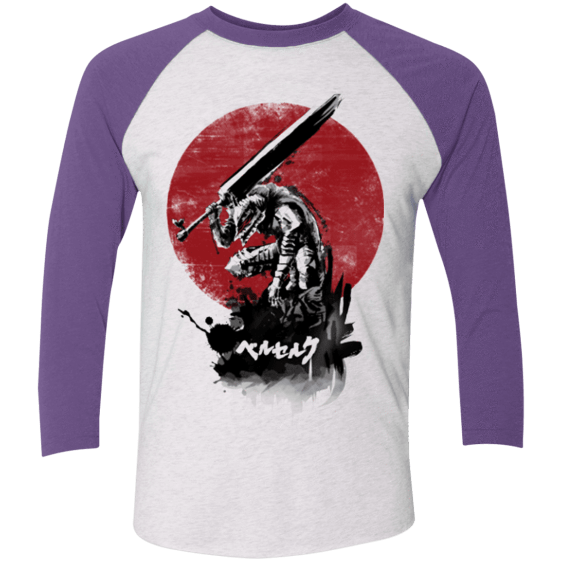 T-Shirts Heather White/Purple Rush / X-Small Red Sun Swordsman Men's Triblend 3/4 Sleeve