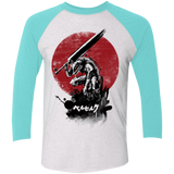 T-Shirts Heather White/Tahiti Blue / X-Small Red Sun Swordsman Men's Triblend 3/4 Sleeve
