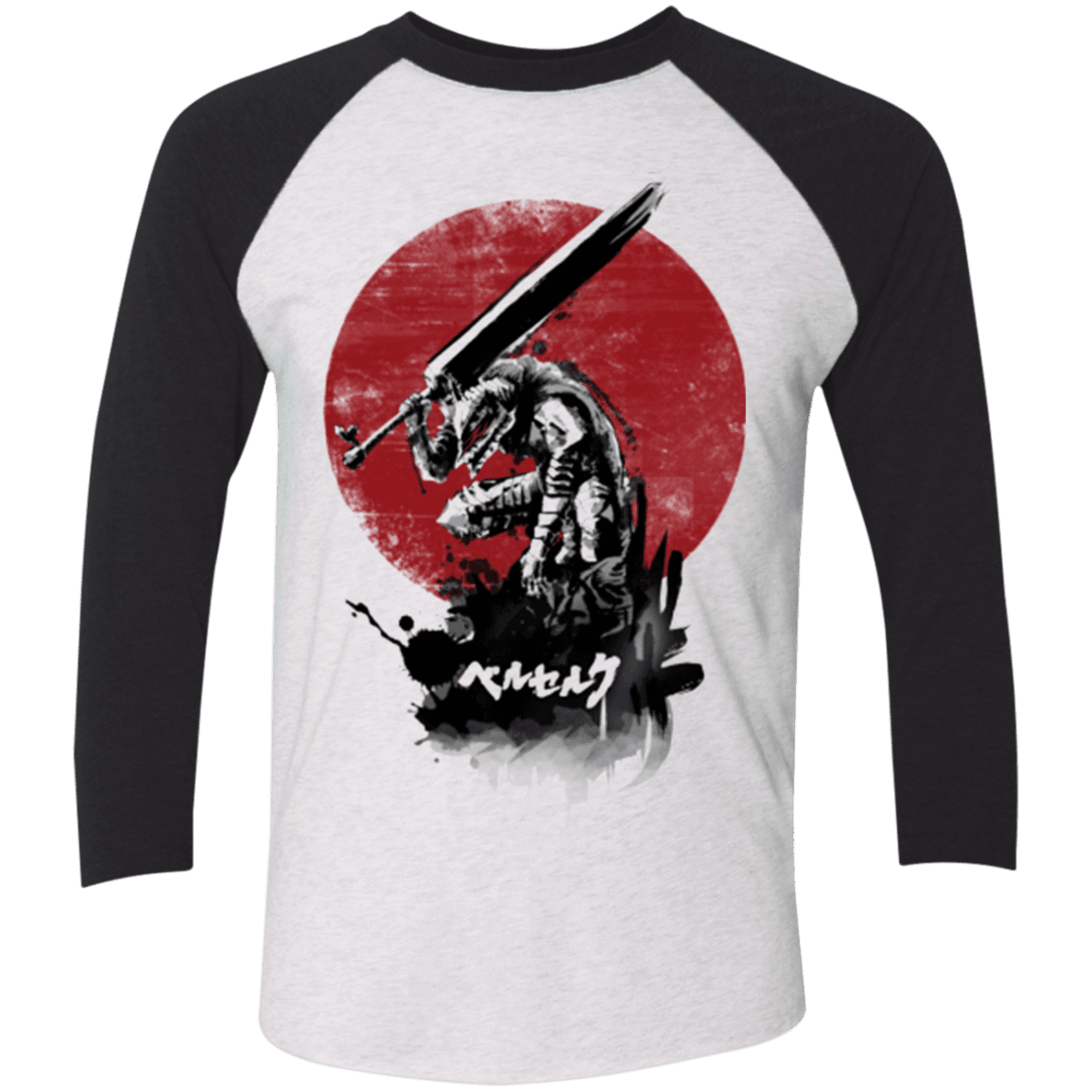 T-Shirts Heather White/Vintage Black / X-Small Red Sun Swordsman Men's Triblend 3/4 Sleeve