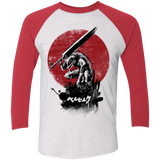 T-Shirts Heather White/Vintage Red / X-Small Red Sun Swordsman Men's Triblend 3/4 Sleeve