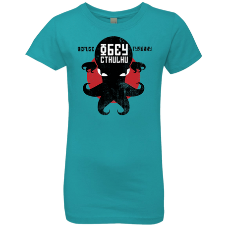 T-Shirts Tahiti Blue / YXS Refuse Tyranny, Obey Cthulhu Girls Premium T-Shirt