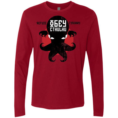 T-Shirts Cardinal / Small Refuse Tyranny, Obey Cthulhu Men's Premium Long Sleeve