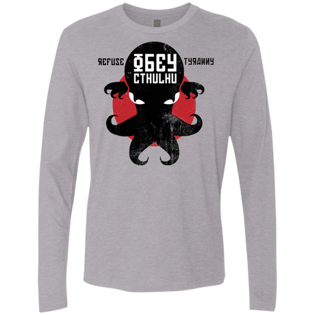 T-Shirts Heather Grey / Small Refuse Tyranny, Obey Cthulhu Men's Premium Long Sleeve