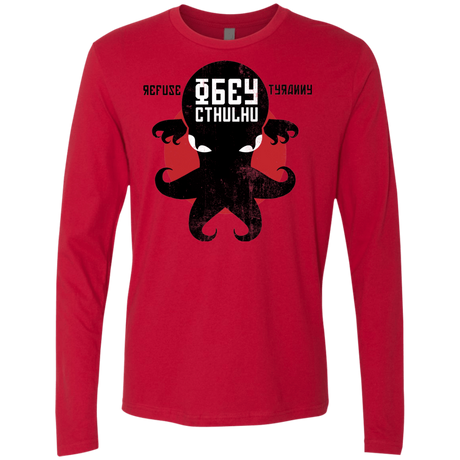 T-Shirts Red / Small Refuse Tyranny, Obey Cthulhu Men's Premium Long Sleeve