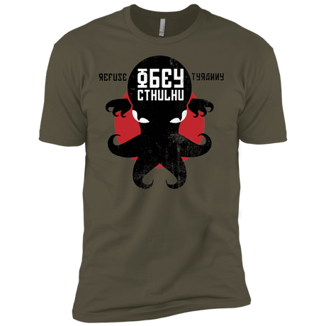 T-Shirts Military Green / X-Small Refuse Tyranny, Obey Cthulhu Men's Premium T-Shirt
