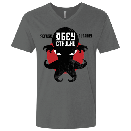 T-Shirts Heavy Metal / X-Small Refuse Tyranny, Obey Cthulhu Men's Premium V-Neck