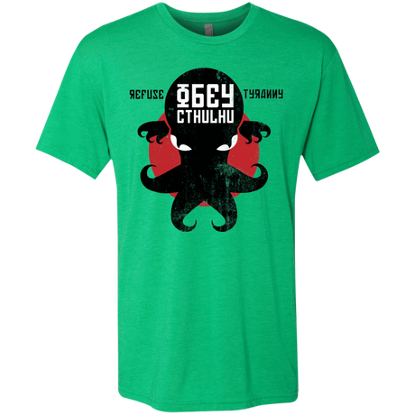 T-Shirts Envy / Small Refuse Tyranny, Obey Cthulhu Men's Triblend T-Shirt