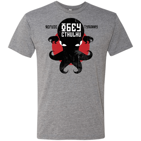 T-Shirts Premium Heather / Small Refuse Tyranny, Obey Cthulhu Men's Triblend T-Shirt