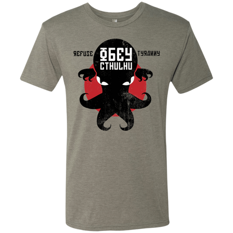 T-Shirts Venetian Grey / Small Refuse Tyranny, Obey Cthulhu Men's Triblend T-Shirt