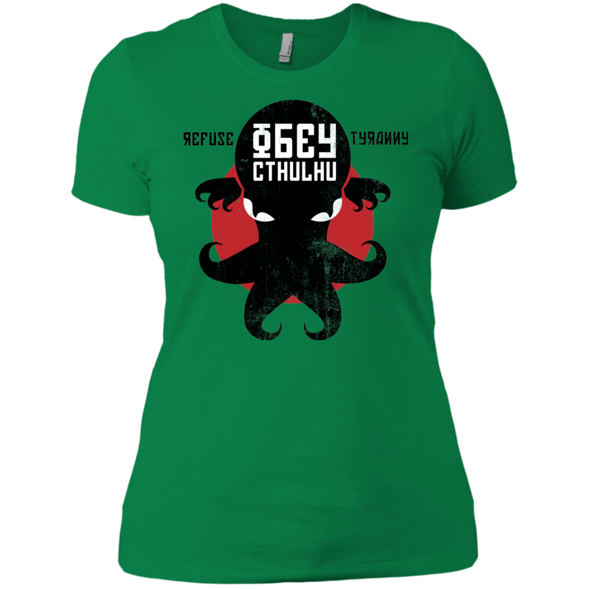 T-Shirts Kelly Green / X-Small Refuse Tyranny, Obey Cthulhu Women's Premium T-Shirt