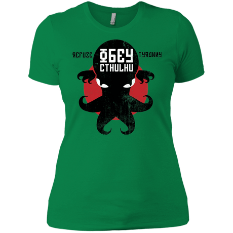 T-Shirts Kelly Green / X-Small Refuse Tyranny, Obey Cthulhu Women's Premium T-Shirt