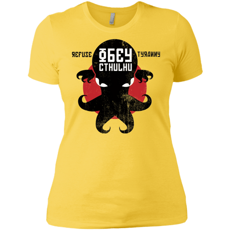 T-Shirts Vibrant Yellow / X-Small Refuse Tyranny, Obey Cthulhu Women's Premium T-Shirt