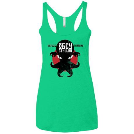 T-Shirts Envy / X-Small Refuse Tyranny, Obey Cthulhu Women's Triblend Racerback Tank