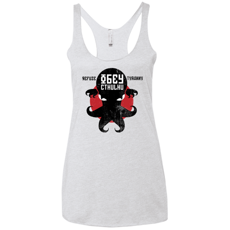T-Shirts Heather White / X-Small Refuse Tyranny, Obey Cthulhu Women's Triblend Racerback Tank